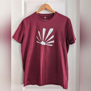 Ginkgo | Men's Red Tee with White Sunburst Design | L